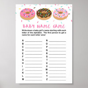 Baby Name Game Pink Doughnut Shower Game Poster