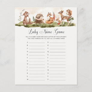 Baby Name Game Woodland Animal Themed