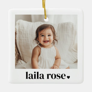 Baby Name Heart Photo Ceramic Ornament