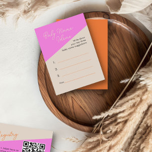 Baby Name Ideas Bright Pink Orange Activity Card
