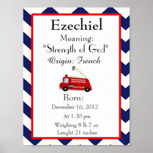 Baby Name meaning keepsake nursery Ezechiel name Poster