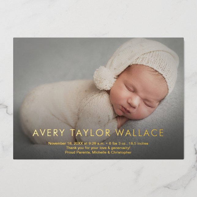 Baby Name Photo Birth Announcement baby shower (Front)