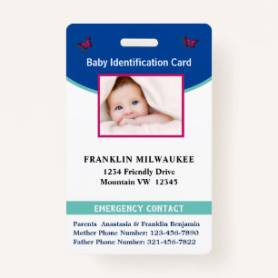 Baby Name Photo Contact ID Identification Card ID Badge