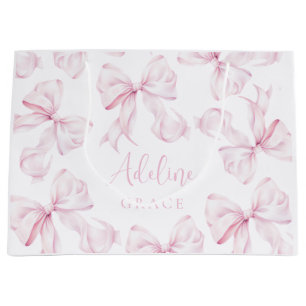 Baby Name Pink Bow Gift Bag