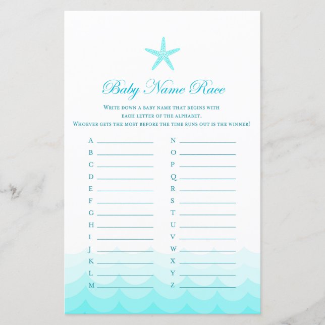 Baby Name Race - Baby Shower Game (Front)