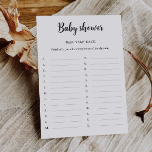Baby Name Race Baby Shower Game, Invitation