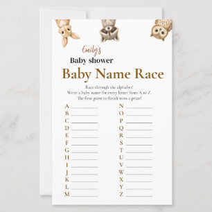 Baby Name Race Baby Shower Game Wild One Safari