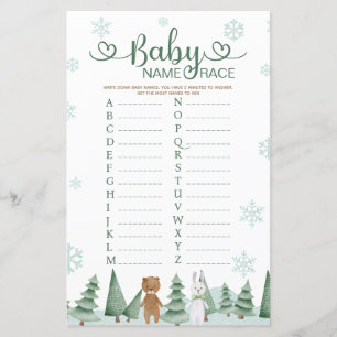 Baby Name Race Bear Bunny Winter Animal Theme Game