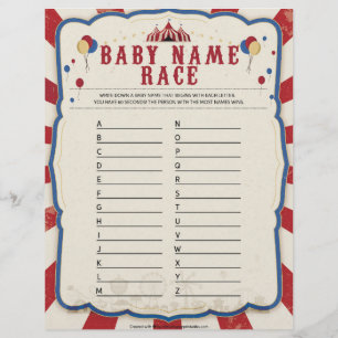 Baby Name Race [Circus Theme] Custom Letterhead