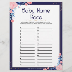 Baby Name Race [Floral Frame] Custom Letterhead