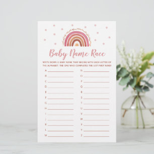 Baby Name Race Game Boho Rainbow Baby Shower