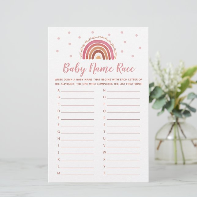Baby Name Race Game Boho Rainbow Baby Shower (Standing Front)