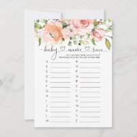 Baby Name Race Game, Floral Roses Baby Shower Game