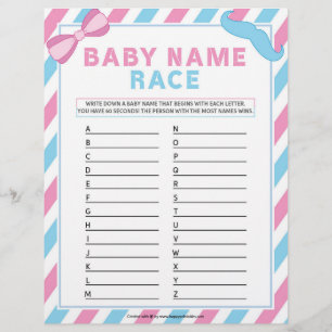 Baby Name Race [Gender Surprise] Custom Letterhead