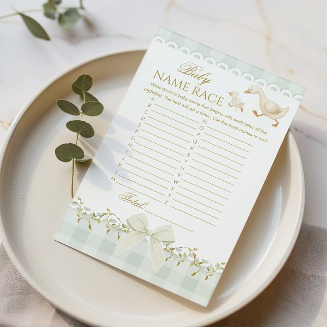 Baby Name Race Goose Sage Baby Shower game (Creator Uploaded)
