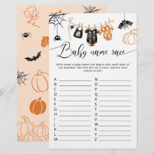 Baby name Race Halloween baby shower game