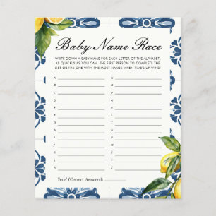 Baby Name Race Lemon Positano Baby Shower Game