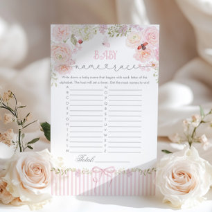 Baby Name Race Love Bug Floral Baby Shower Game