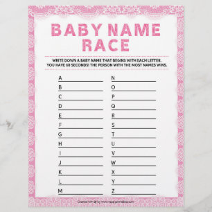 Baby Name Race [Luxury Lace [Pink]] Custom Letterhead