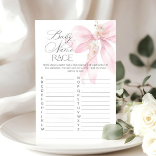 Baby name race Pink Bow Floral baby shower game