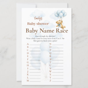 Baby Name Race Teddy Bear Boy Baby Shower Game