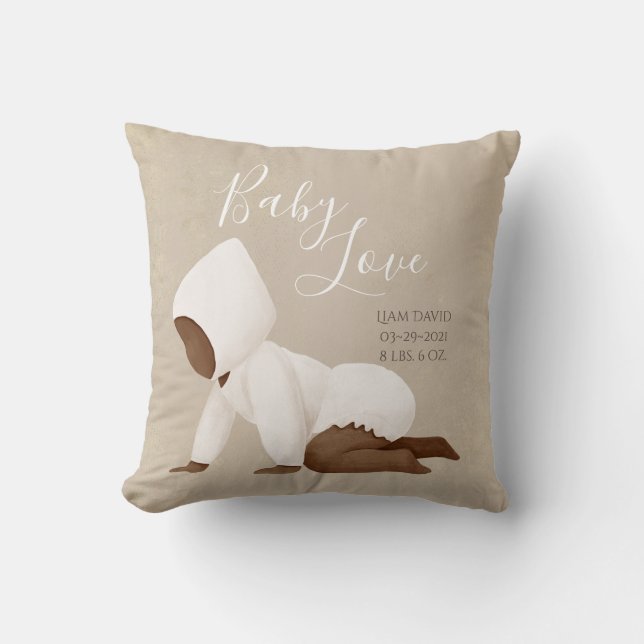 Baby Name Script Baby Love Keepsake Throw Pillow (Front)