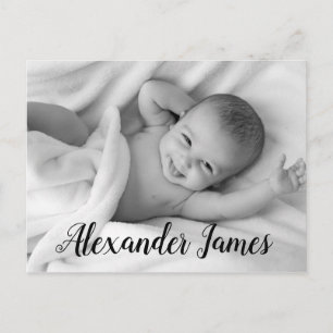 Baby Name Script Birth Announcement Photo Postcard