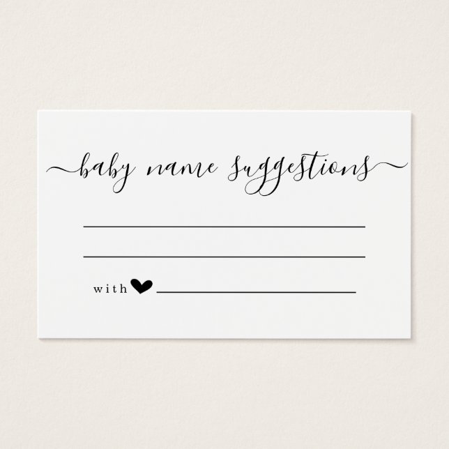 Baby Name Suggestions Card for Baby Shower (Front)