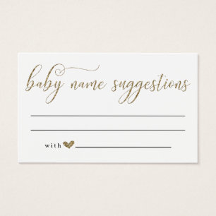 Baby Name Suggestions Card for Baby Shower - Gold