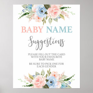 Baby Name Suggestions Gender Reveal Poster