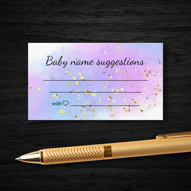 baby name suggestions pink blue gold baby shower  enclosure card (Creator Uploaded)