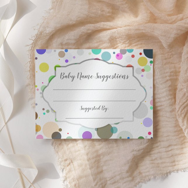 Baby Name Suggestions Polka Dots Baby Shower Enclosure Card (Creator Uploaded)