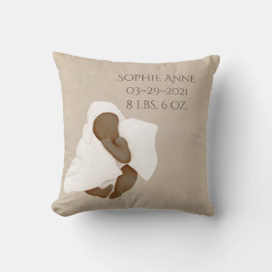 Baby Name Watercolor Keepsake Birth Stats Cushion