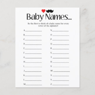 Baby names - baby shower games