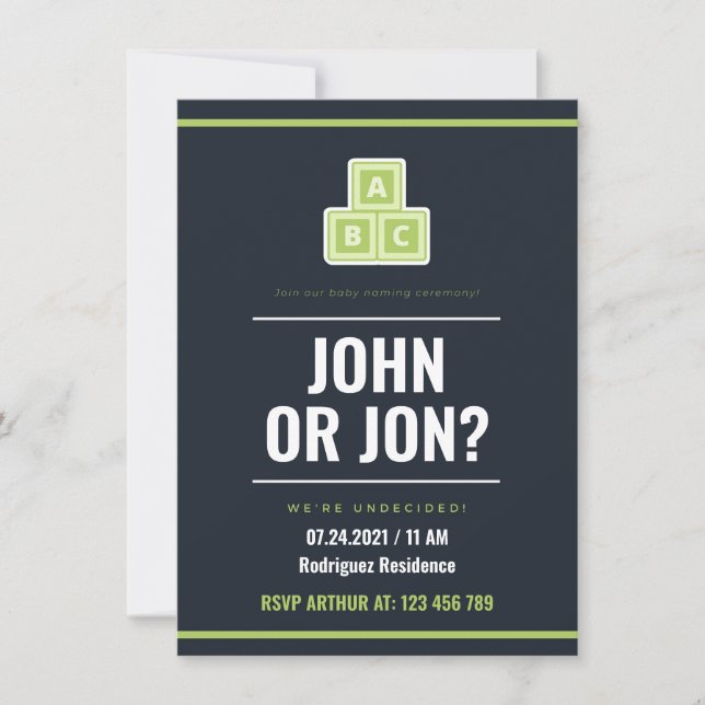 Baby naming ceremony invitation (Front)