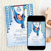 Baby Naming Cradle Indian Ceremony blue template