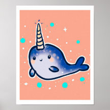 Baby Narwhal Art Print For Kids & Nursery
