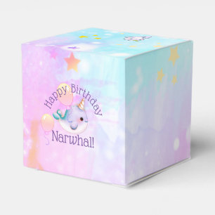 Baby Narwhal Birthday Personalised Watercolor Favour Box