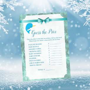 Baby Narwhal Guess The Price Baby Shower Game Invitation