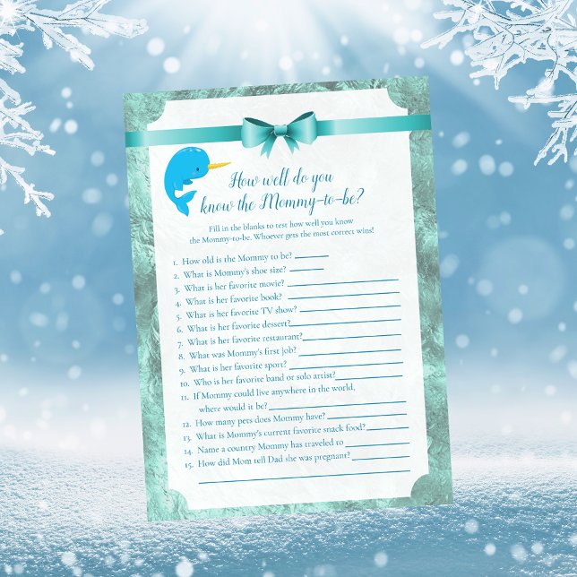 Baby Narwhal Who Knows Mummy Best Baby Shower Game Invitation (Creator Uploaded)