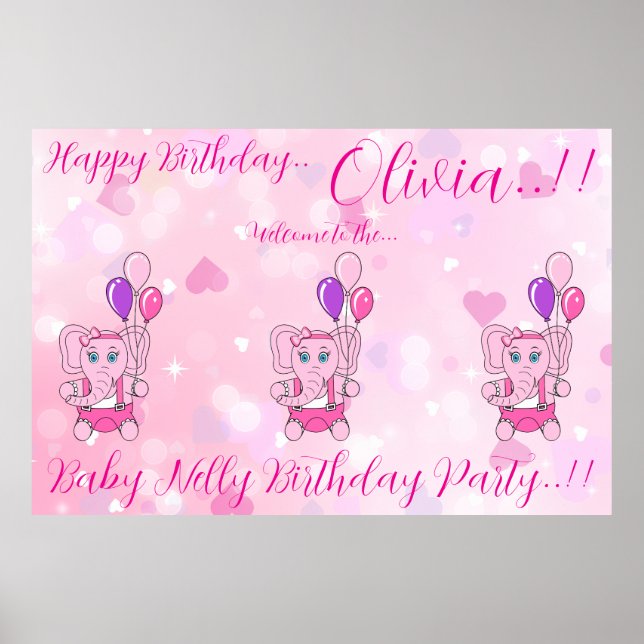 Baby Nelly Birthday Party Poster (Front)