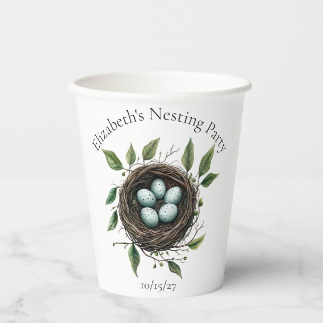  Baby Nesting Party Bird Nest Paper Cups (Front)