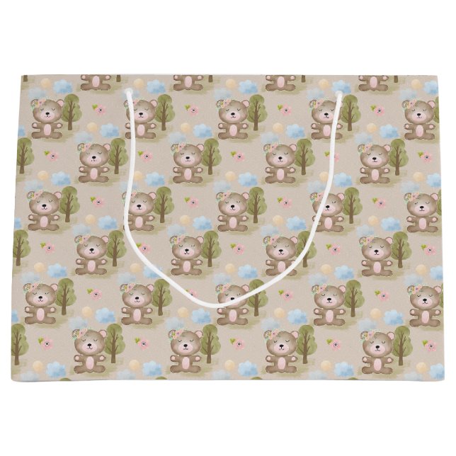 Baby Neutral Bear Forest Large Gift Bag (Front)