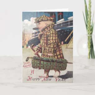 Baby New Year Cigar Golf Bag Ship Holiday Card