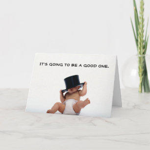 Baby New Year with Top Hat Invitation