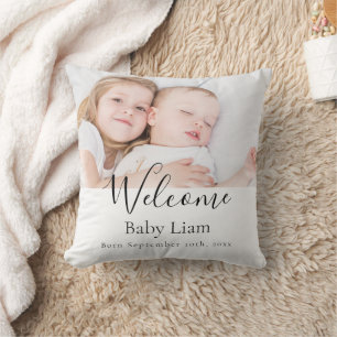 Baby newborn welcome name photo cushion