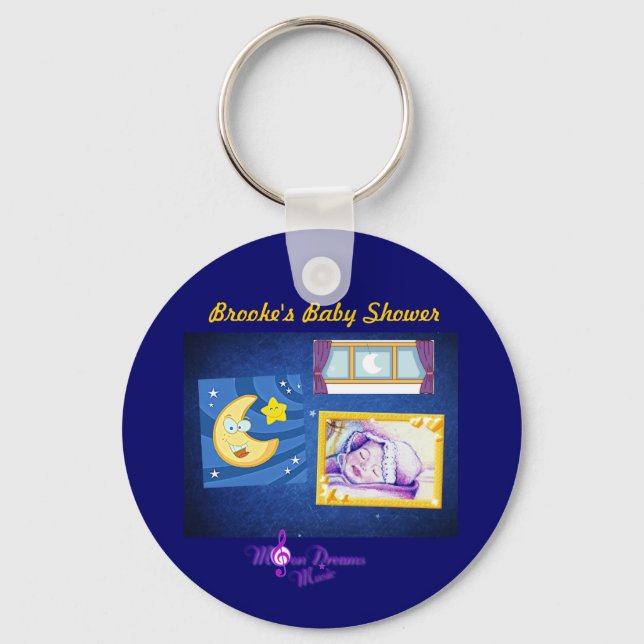 Baby Night Song Blue Button Keychain (Front)