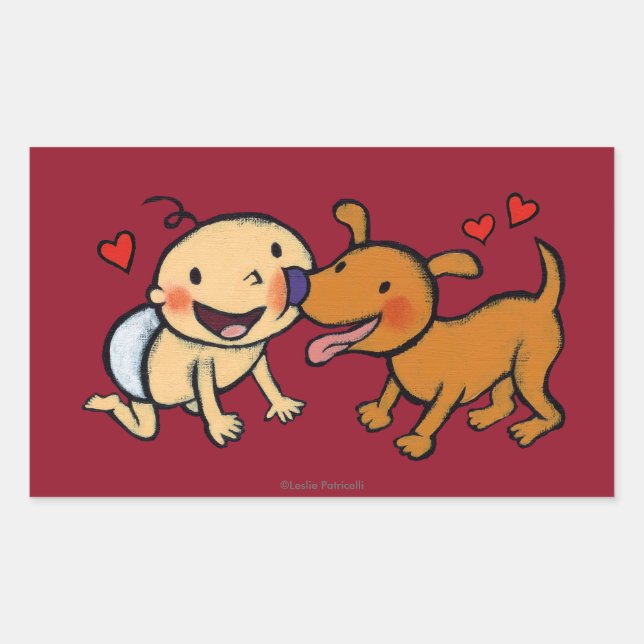 Baby Nose Kisses from the Dog Rectangular Sticker (Front)