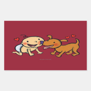 Baby Nose Kisses from the Dog Rectangular Sticker