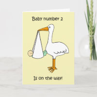 Baby Number 2 is On the Way Cartoon Stork